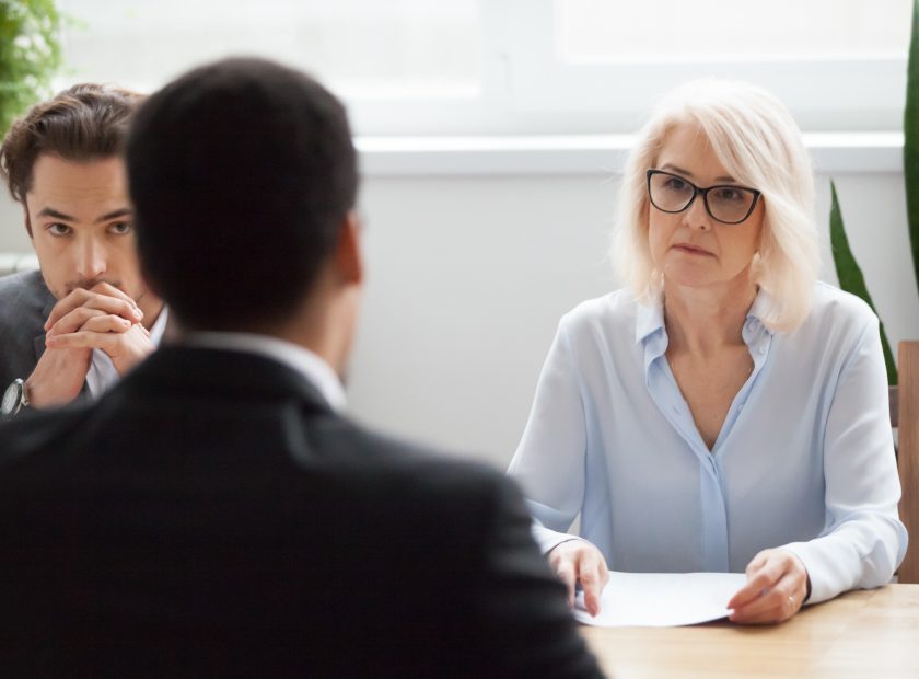 Serious,Attentive,Senior,Female,Hr,Manager,Employer,Listening,To,Candidate